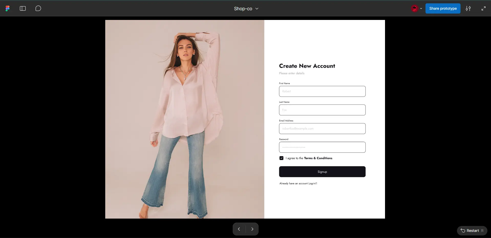 Shop-co modern e-commerce website UI project by Vibecode Studio