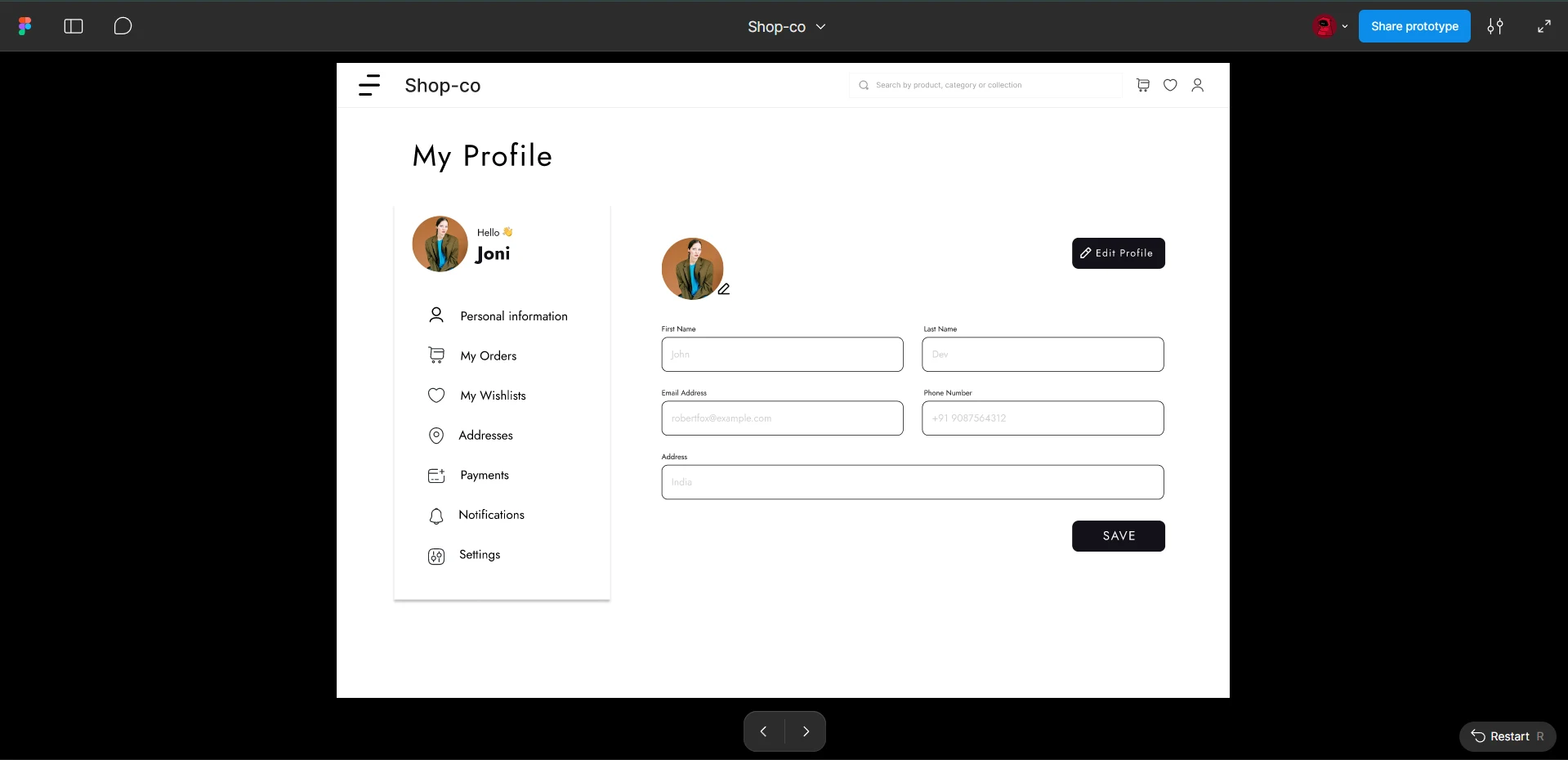 Shop-co shopping cart design project by Vibecode Studio